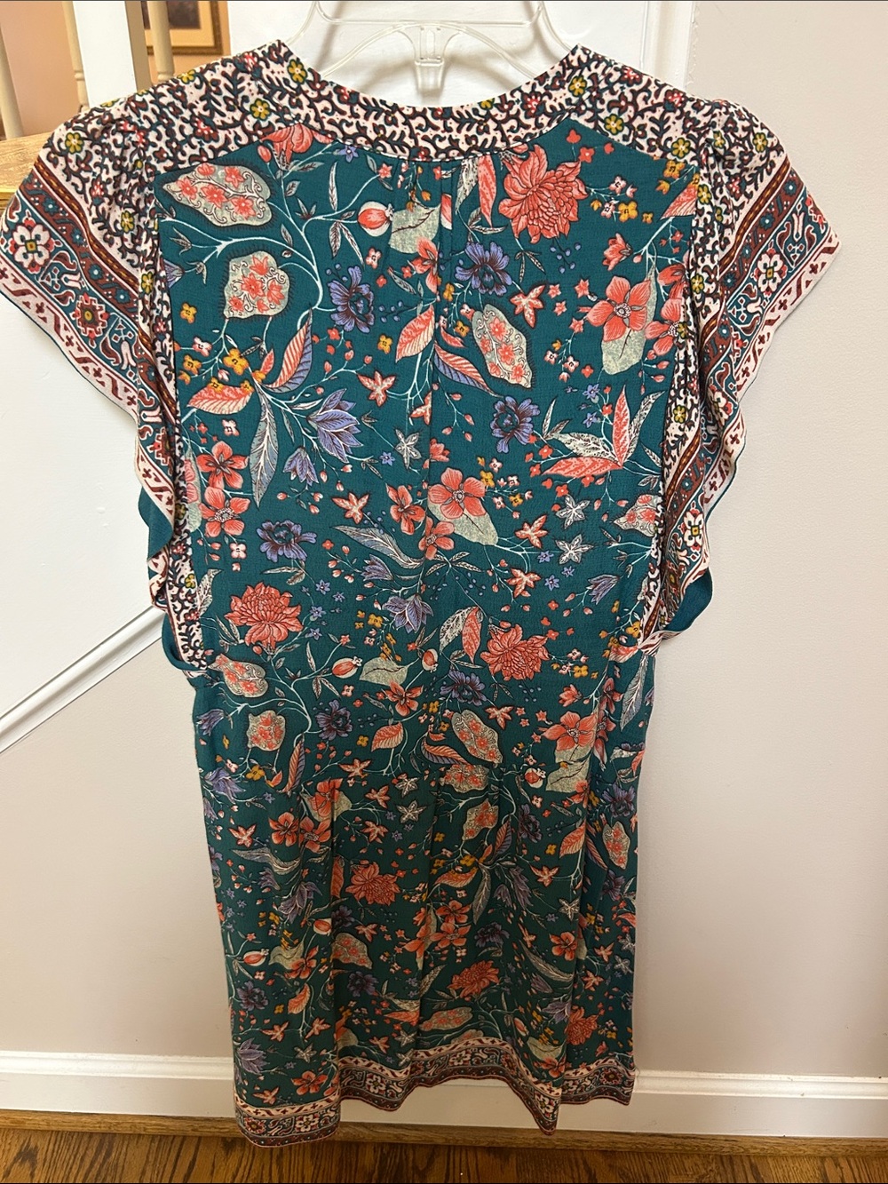 Anthropologie XS Zenia Green Floral V-Neck Dress - Picture 11 of 15